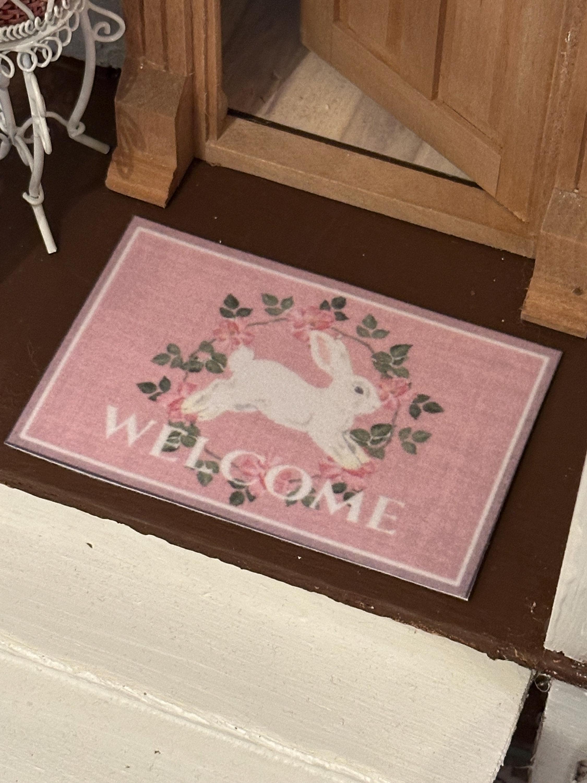 Pink Easter Rug Dollhouse Miniature Rug Easter Bunny Velvety Rug Doormat - Etsy