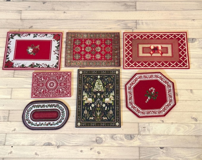 Hand Crafted Miniature Rugs 1:24 Scale - Dollhouse Miniature Velvet Rugs Christmas Rugs - Set of 7 ...