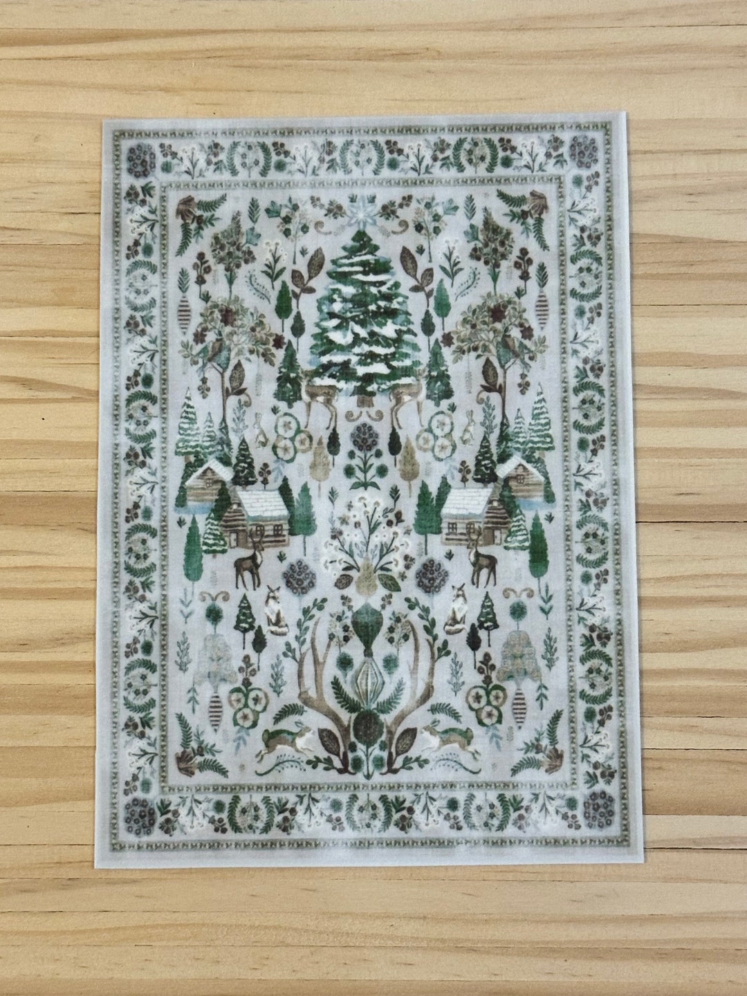 Miniature Rug Patterns Dollhouse Miniature Rug - White and Green Christmas Velvety Carpet - 1: ...