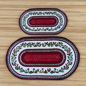 Dollhouse Miniature Christmas Rug Set – Red Velvet, 1:12 Scale