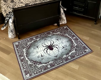 Miniatura domku dla lalek - Dywan z czarnym pająkiem Halloween Gothic - skala 1:12