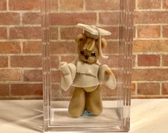 Ours de poupée miniature pour maison de poupée - Ours de remise des diplômes à l'échelle 1:12