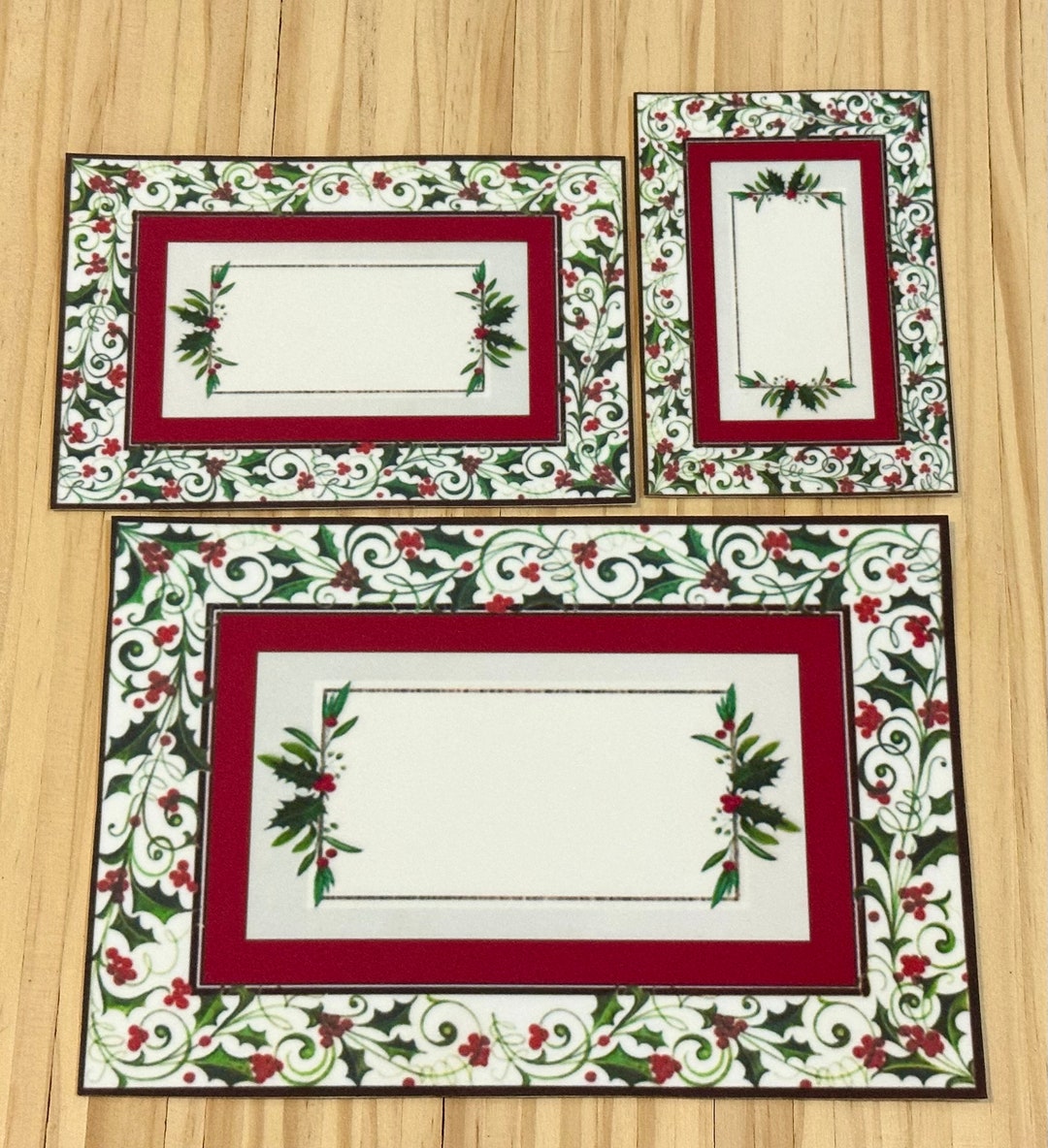 Dollhouse Miniature Christmas Rug Set of 3 Christmas Red Velvet Rug 1: ...
