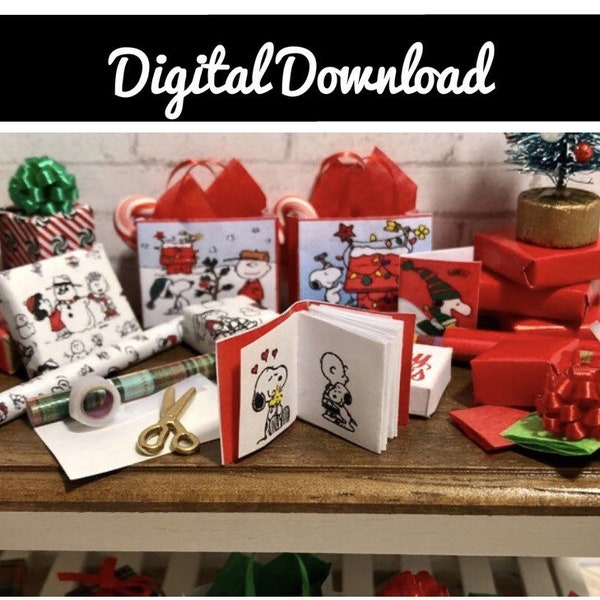 1:12 Dollhouse Miniature Digital Download - Christmas Gift & Book decor Printable Miniature PDF