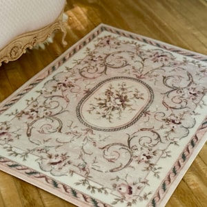 Dollhouse Miniature - Light Pink Floral Rug - 1:12 scale
