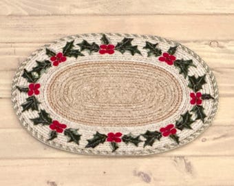 Dollhouse Miniature Christmas Holly Doormat Rug 1:12 scale