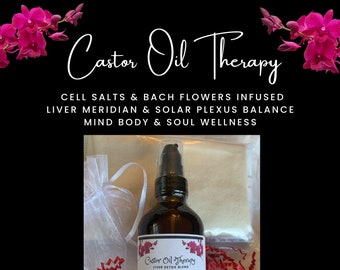 Castor Oil Liver Detox Kit – Liver & Solar Plexus Balance | Cell Salts, Bach Flowers Infused for Qi Flow and Harmony