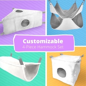 Customizable 4-Piece Hammock Set — for small animals: rats, sugar gliders, Guinea pigs, chinchillas, ferrets