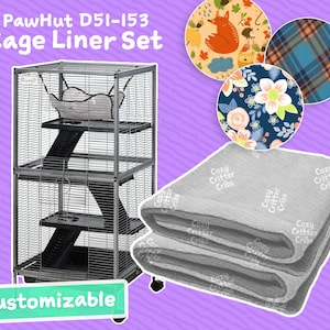 Cage Liners PawHut 4-Tier D51-153 Customizable Fleece Cage Liners for Small Animals, Rats, Sugar Gliders, Ferrets, Chinchillas