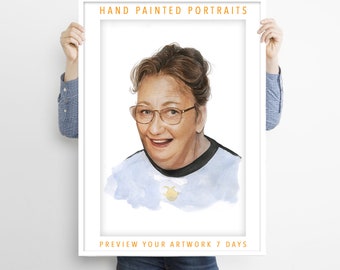 Regalo conmemorativo de la madre, pintado a mano, regalo de pérdida de mamá, en memoria amorosa, regalos conmemorativos de mamá, retratos personalizados, acuarela, en memoria de papá.