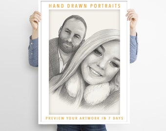 Portrait Gift For Couples, Hand Painted, Watercolour, Couples Portrait, Couple Portrait, 1st Anniversary Gift, First Anniversary, For Wife.