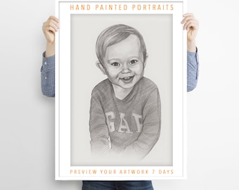 A Hand Drawn Portrait of Mom and Baby, Personalised Gift, New Born Portraits, Custom Portraits, Christening Gift, New Born Baby Gift.