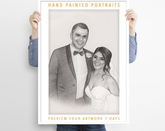 1st Wedding Gift, Hand Drawn, Custom Wedding Gifts, Custom Portrait, Anniversary Gift, Couple Portrait, First Wedding Gifts, For Him Gift