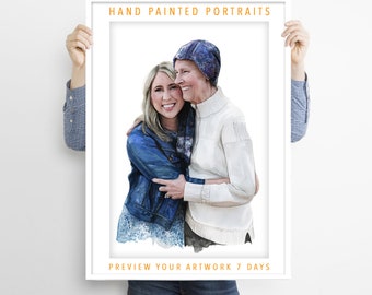 Personalised Gift for Mothers Day, Hand Painted, Custom Portrait, Unique Mothers Day, Mum Birthday Gift, Mum Gift, Mothers Day Present.