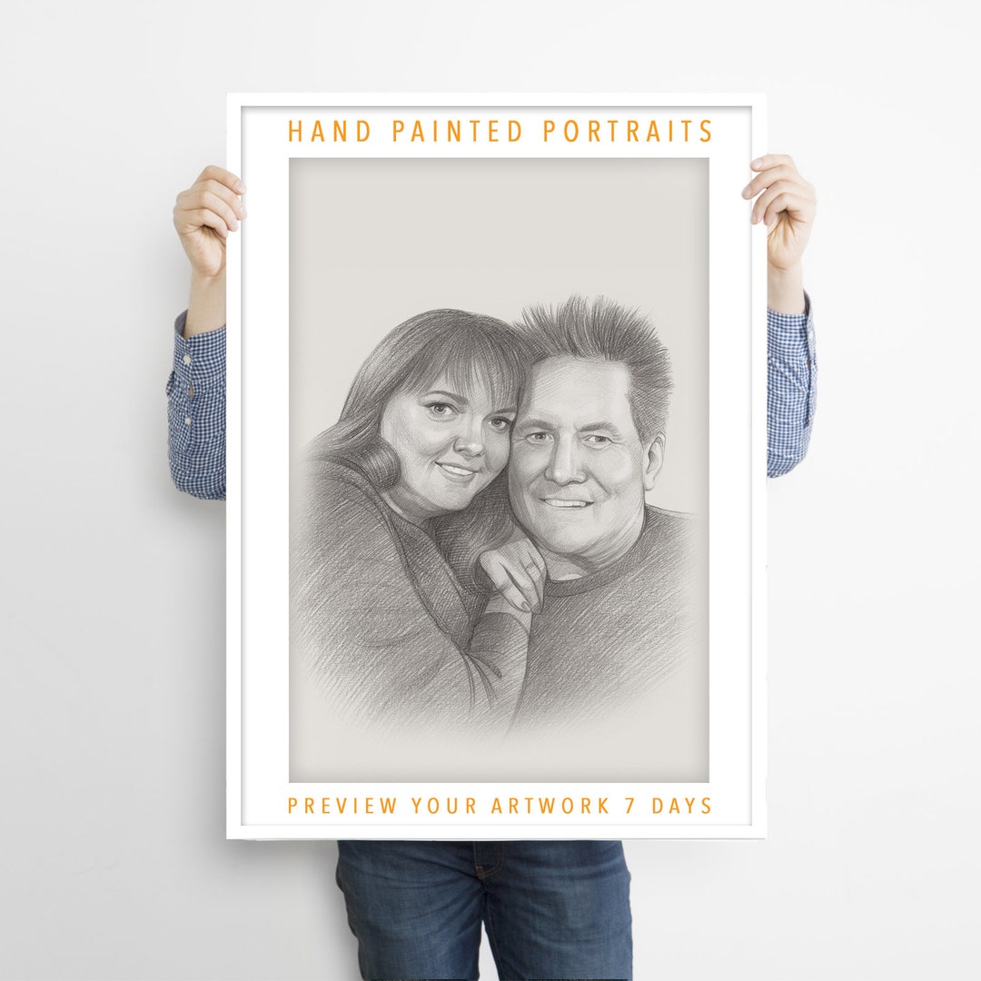 Commemorating Anniversary Gift for Couple, Custom Hand Drawn Wedding ...