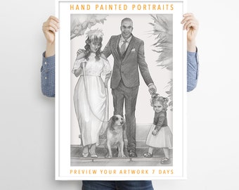 2e verjaardag voor hem, 2e verjaardag cadeau katoen aangepaste hand getrokken huwelijkscadeau, aangepaste portret potlood, 2e verjaardag cadeau.