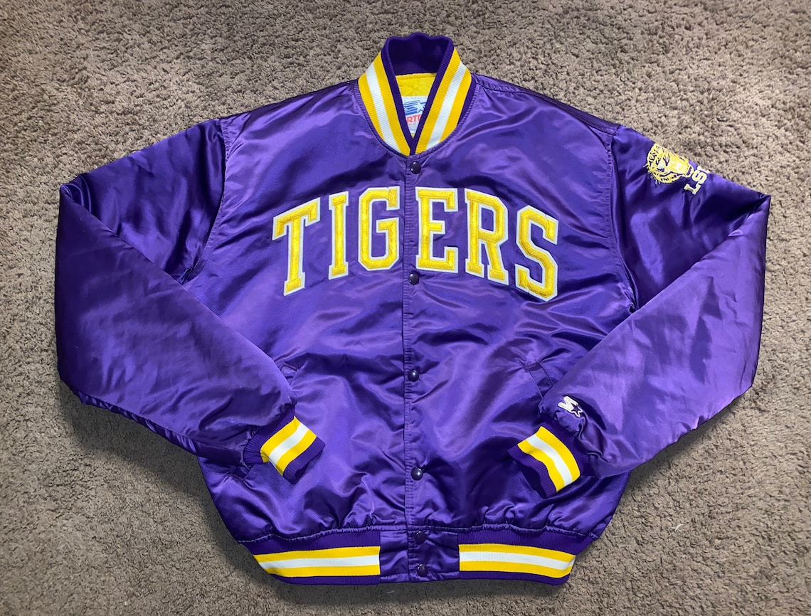 Vintage Starter LSU Tigers Satin Bomber Jacket Mens Size XL Etsy