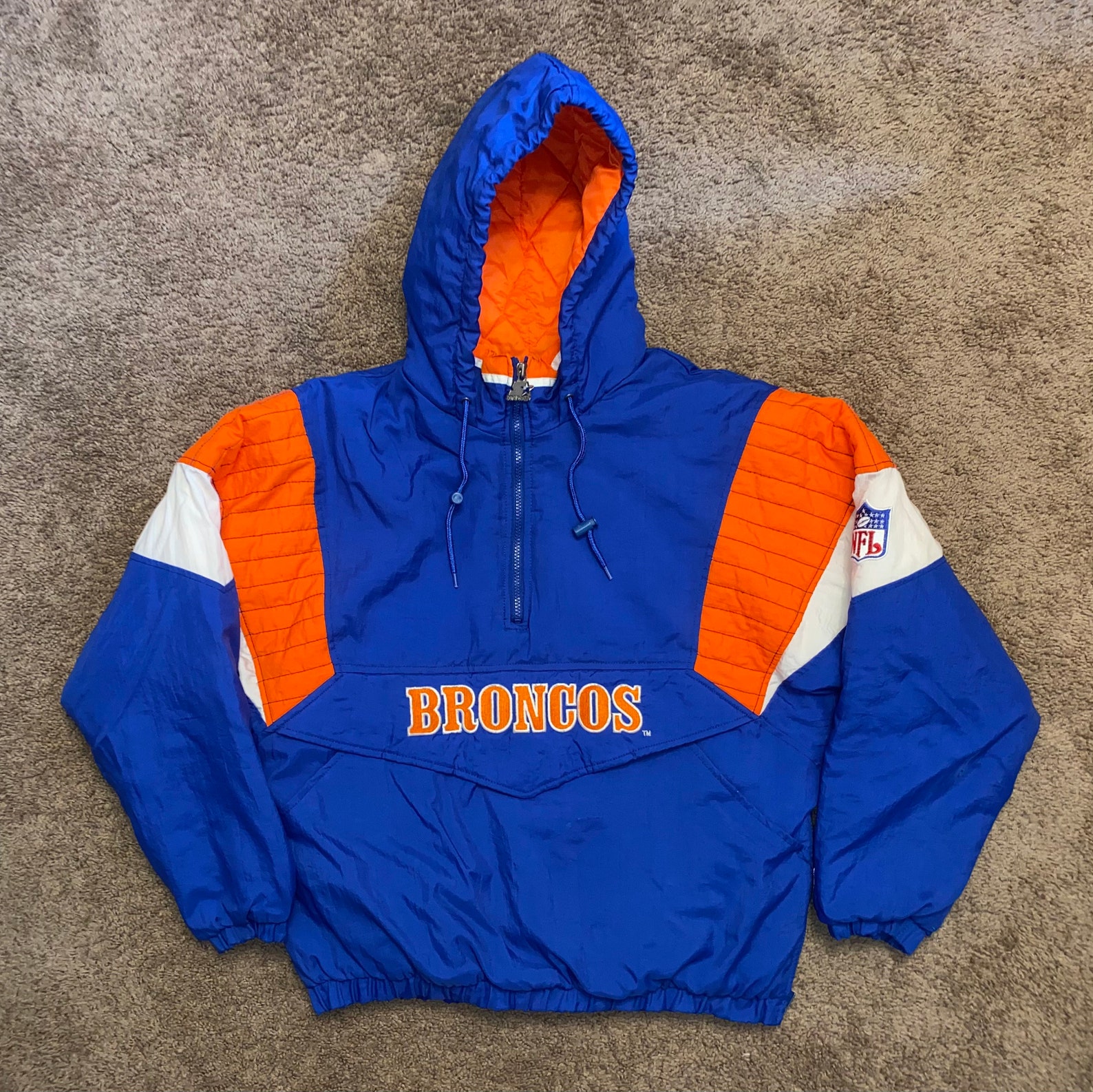 Vintage Denver Broncos Starter Jacket With Kangaroo Pouch Etsy