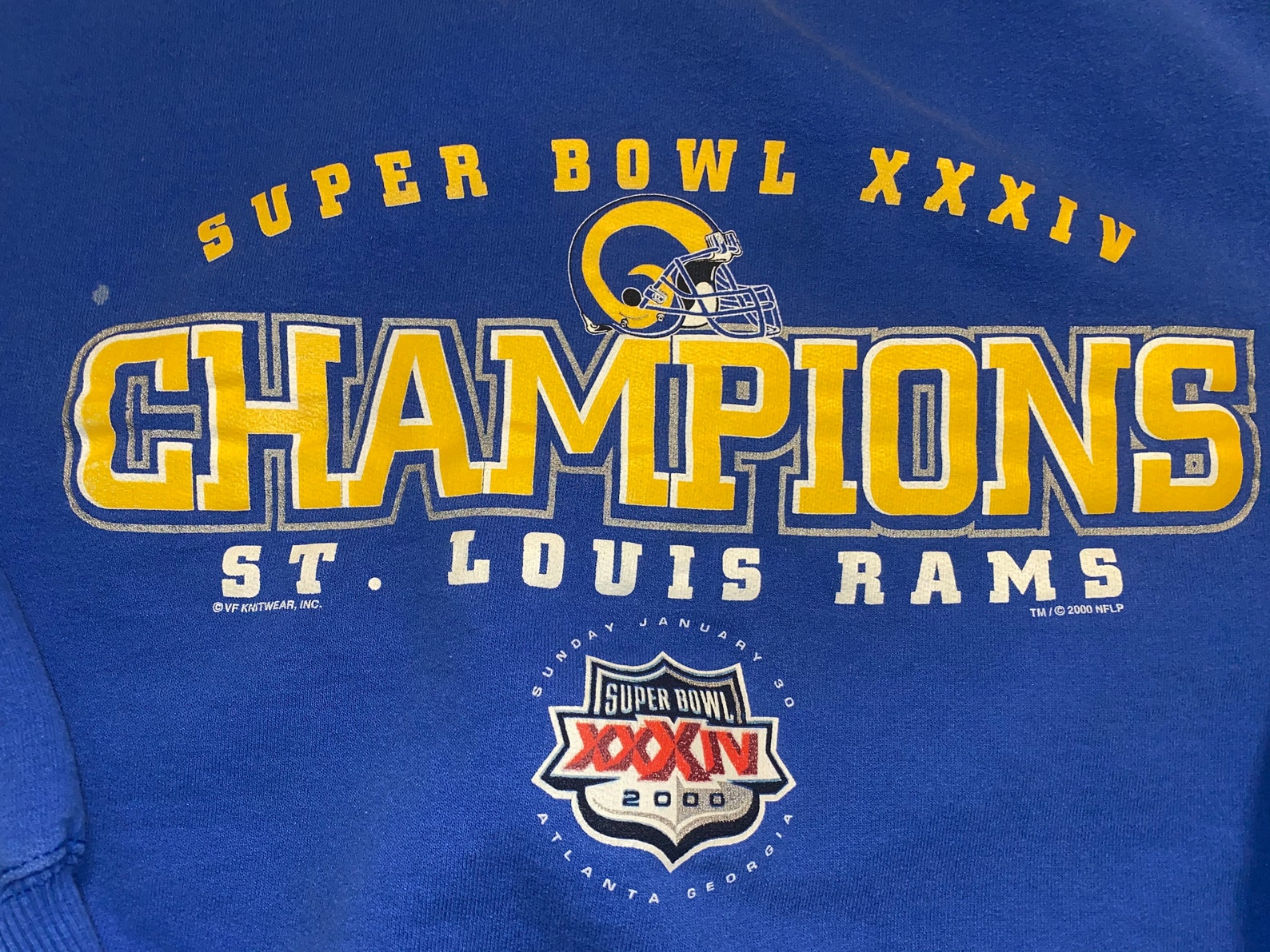 Vintage St Louis Rams Super Bowl 34 Champions Crewneck | Etsy