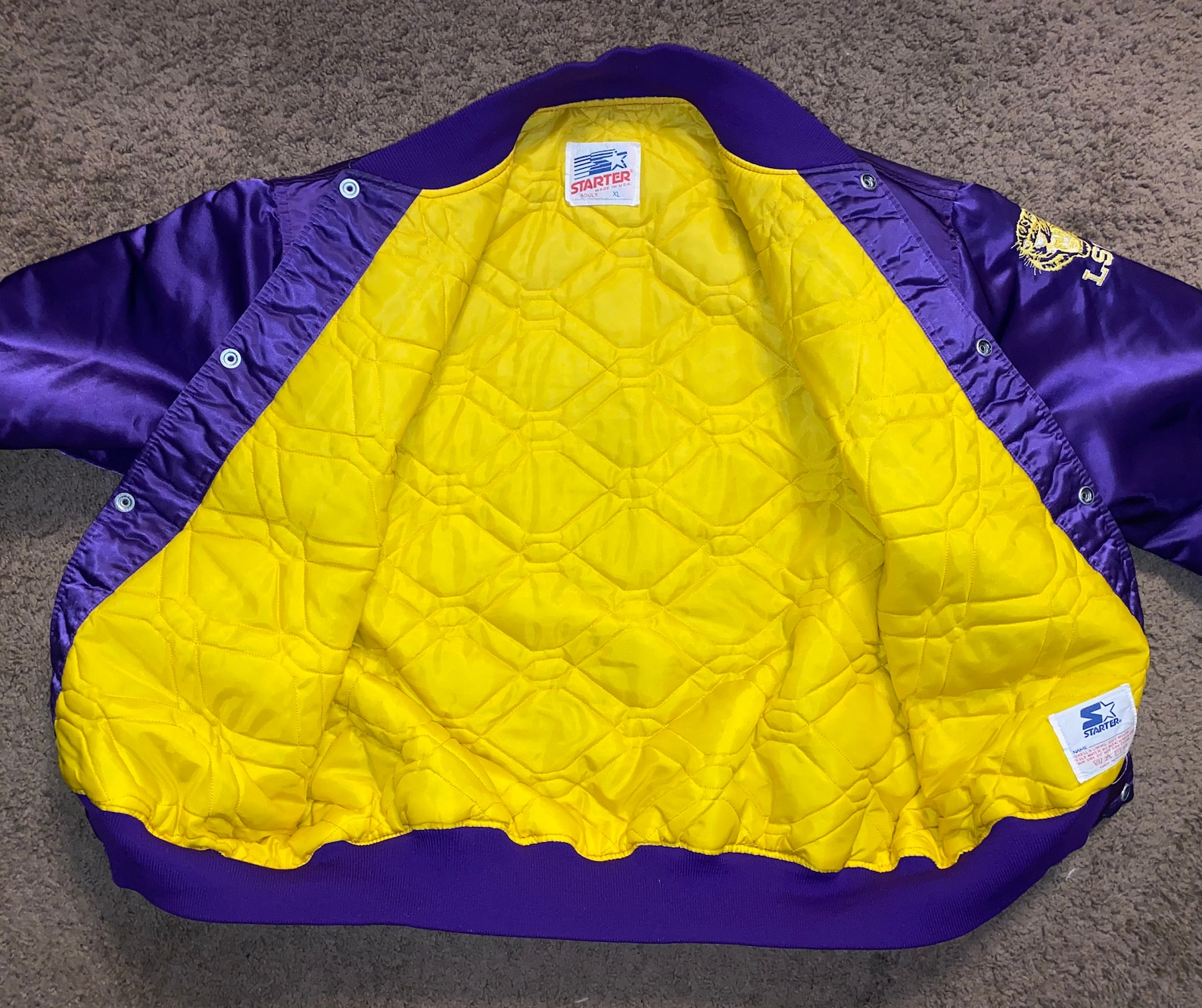 Vintage Starter LSU Tigers Satin Bomber Jacket Mens Size XL Etsy