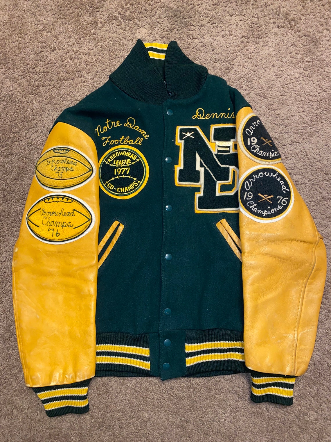 Vintage 1970s Notre Dame Varsity Letterman Jacket Wool/Leather Etsy