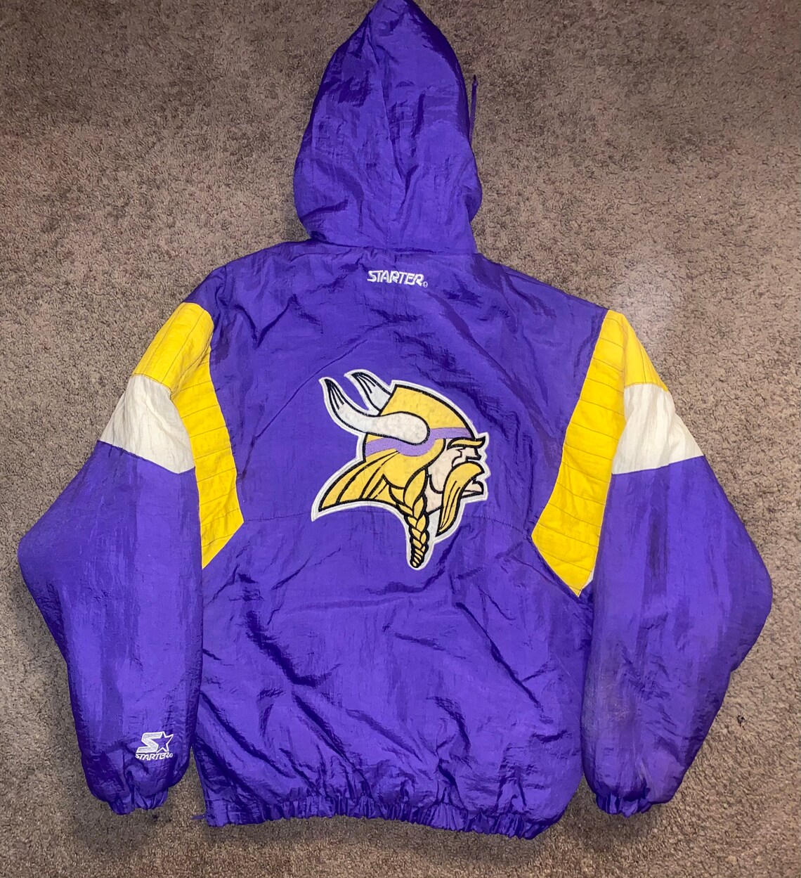 Vintage Minnesota Vikings Starter Parka Rain Jacket Mens Size Etsy