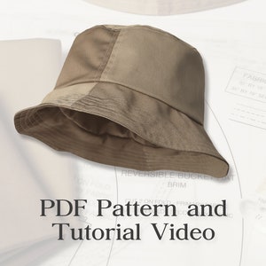 Reversible Bucket Hat PDF Pattern with Video Tutorial - Bucket Hat Sewing Pattern and Video