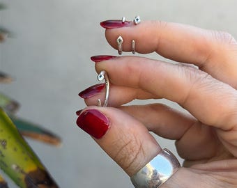 Sterling Silver Snake Midi Adjustable Ring