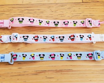 Long Minnie/Mickey Mouse Style Adult Adjustable Cloth Pacifier Chain