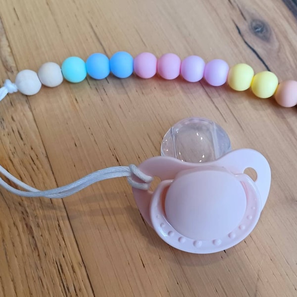 Long Pastel Rainbow Adult Pacifier Chain