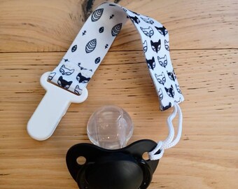 Black and White Foxes Adult Cloth Pacifier Chain