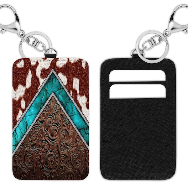 Cowhide Cardholder Keychain Etsy