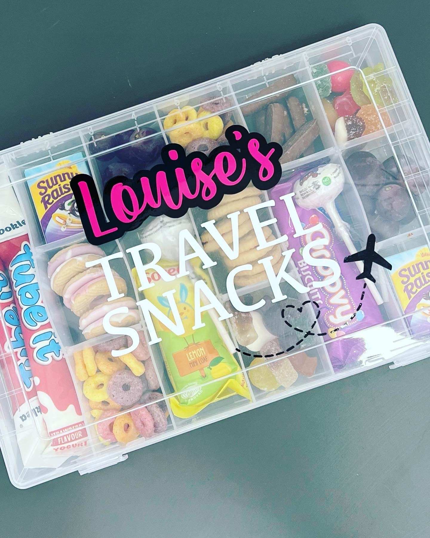 Personalised Travel Snacks Box Plane Snacks Road Trip Snacks Child Snack Box  With Compartments Long Journey Child Holiday Gift 