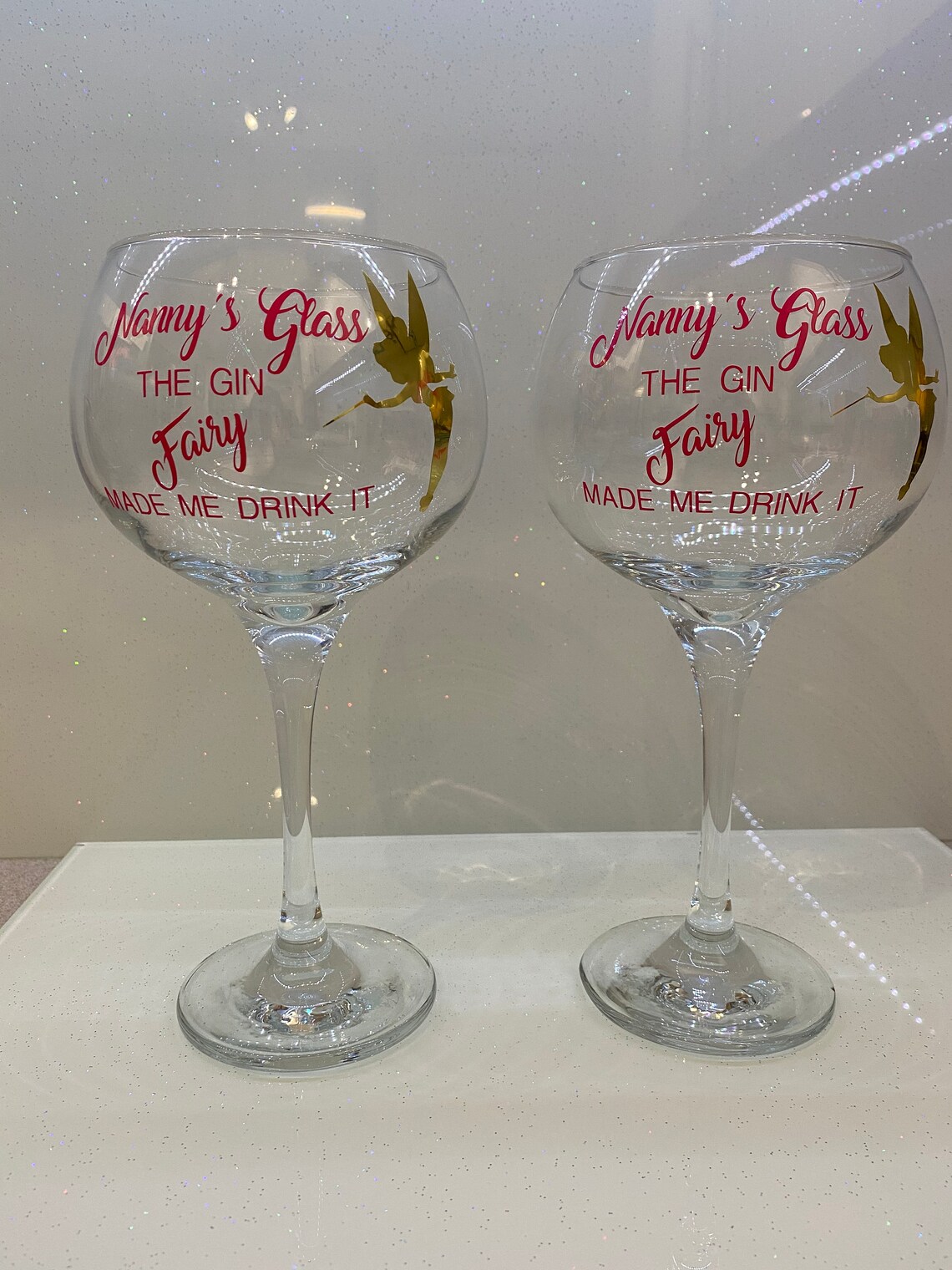 Personalised Glitter Gin glass birthday gift gift for her Etsy