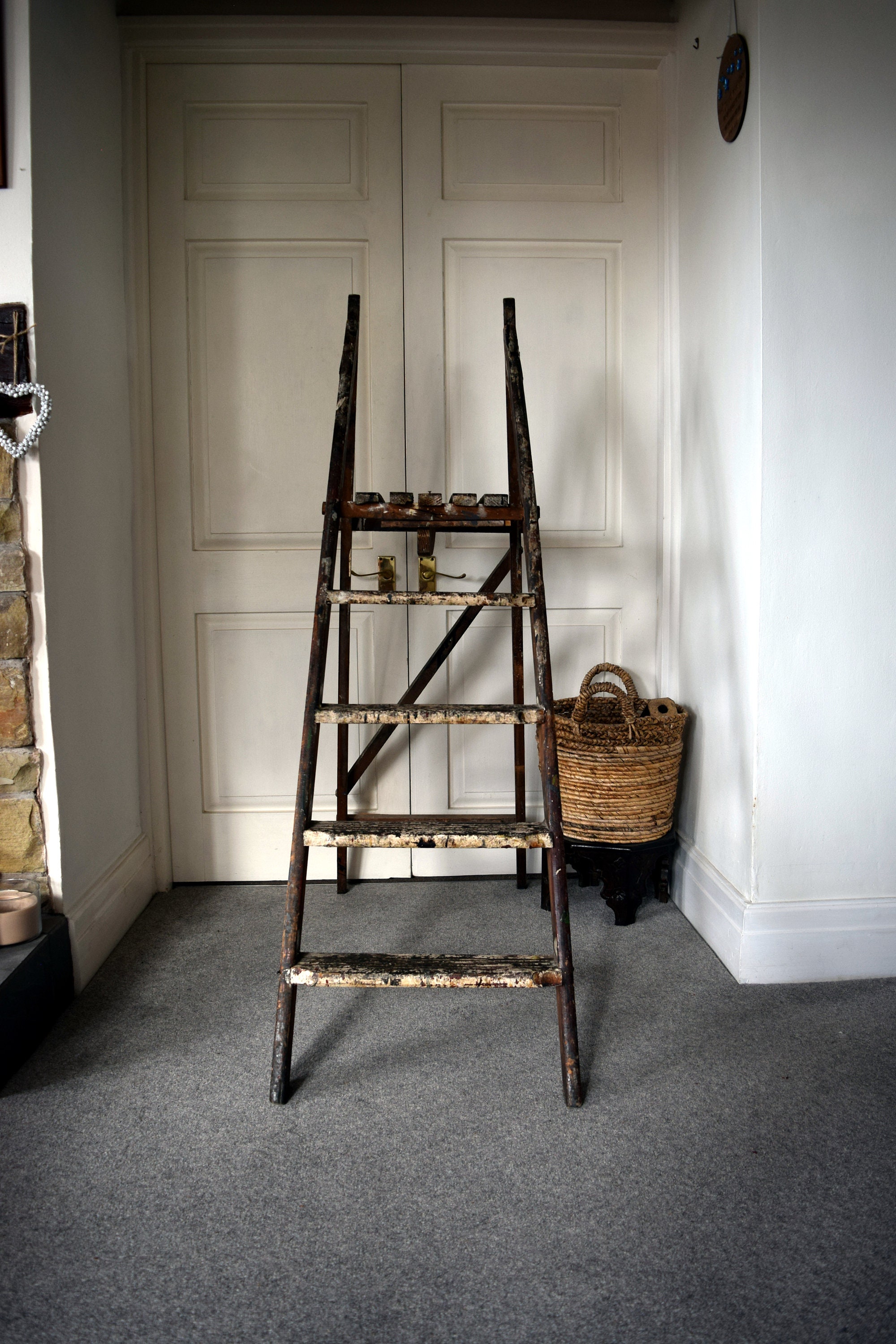 Vintage Wooden Step Ladder for decorative use / shelf / Etsy