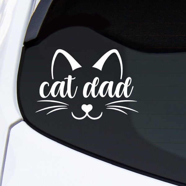 Cat Dad Vinyl Car Decal, Cat Dad Laptop Decal, Christmas Gift for Cat Dad, Stocking Stuffer for Cat Dad