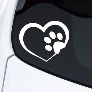 Heart Paw Print Car Decal, Paw Print Love Decal, Fur Baby Decal, Dog Paw Decal, Cat Paw Decal