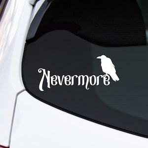 Nevermore Raven Decal, Poe Raven Decal, Stocking Stuffer for Mom, Christmas Gift for Horror Fan