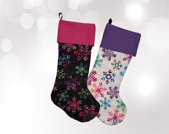 Snowflake Stocking, Black Snowflake  Stocking, Colorful Stocking