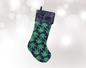 Marijuana Stocking, Pot Leaf Stocking, Cannabis Stocking, Weed Christmas Stocking,  420 Stocking, Gift for Stoner, Cannabis