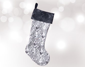 Skull Christmas Stocking, Spider Christmas Stocking, Dark Christmas Decor, Horror Stocking, Yule Stocking, Witchy Christmas Stocking