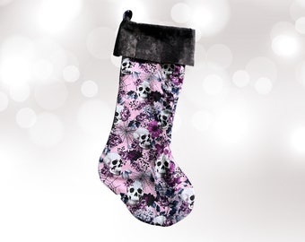 Skulls and Webs Stocking, Skull Christmas Stocking, Spiderweb Stocking, Dark Aesthetic Christmas Decor, Creepmas Stocking, Gothmas, Hexmas
