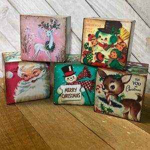 Christmas Block, Retro Christmas Decor, Vintage Look Christmas