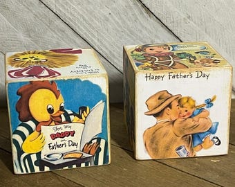 Father's Day Block, Father's Day Decor, Retro Father's Day