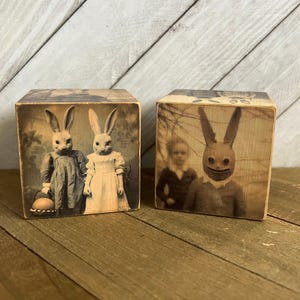 Blocco coniglietto inquietante: decorazioni pasquali spettrali vintage