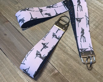 Pole Dancer Keychain Wristlet: Faux Leather Gift for Bestie