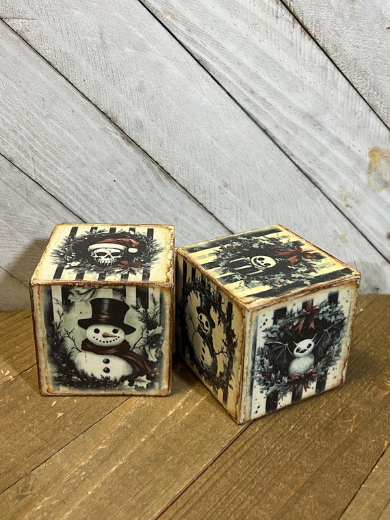 Dark Christmas Block, Goth Christmas Decor, Dark Christmas Decor