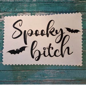Spooky Bitch Vinyl Decal, Bitch Car Decal, Stocking Stuffer for Wife, Christmas Gift for Friend, Yule Gift, Spooky Bat Decal