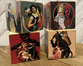 Vintage Look Krampus Block: Retro Christmas Decor