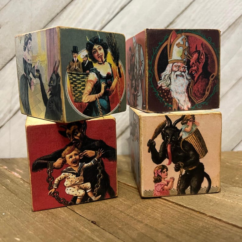 Vintage Look Krampus Block: Retro Christmas Decor image 1